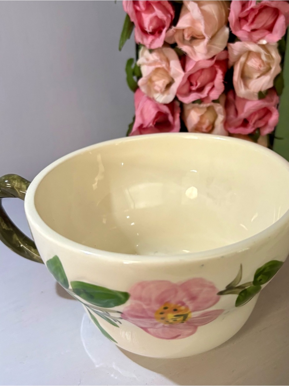 Hand-Painted Floral Ceramic FRANCISCAN Desert Rose Large Tea Cup - Pink Roses